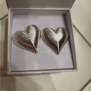 Silver Heart Earrings NWT for pierced ears